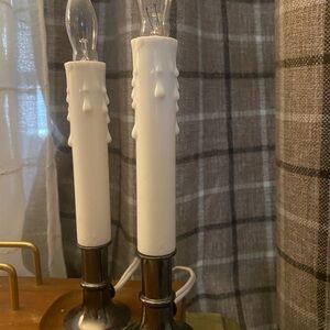 2 Elegant White Window Candle-Style Lamp Set